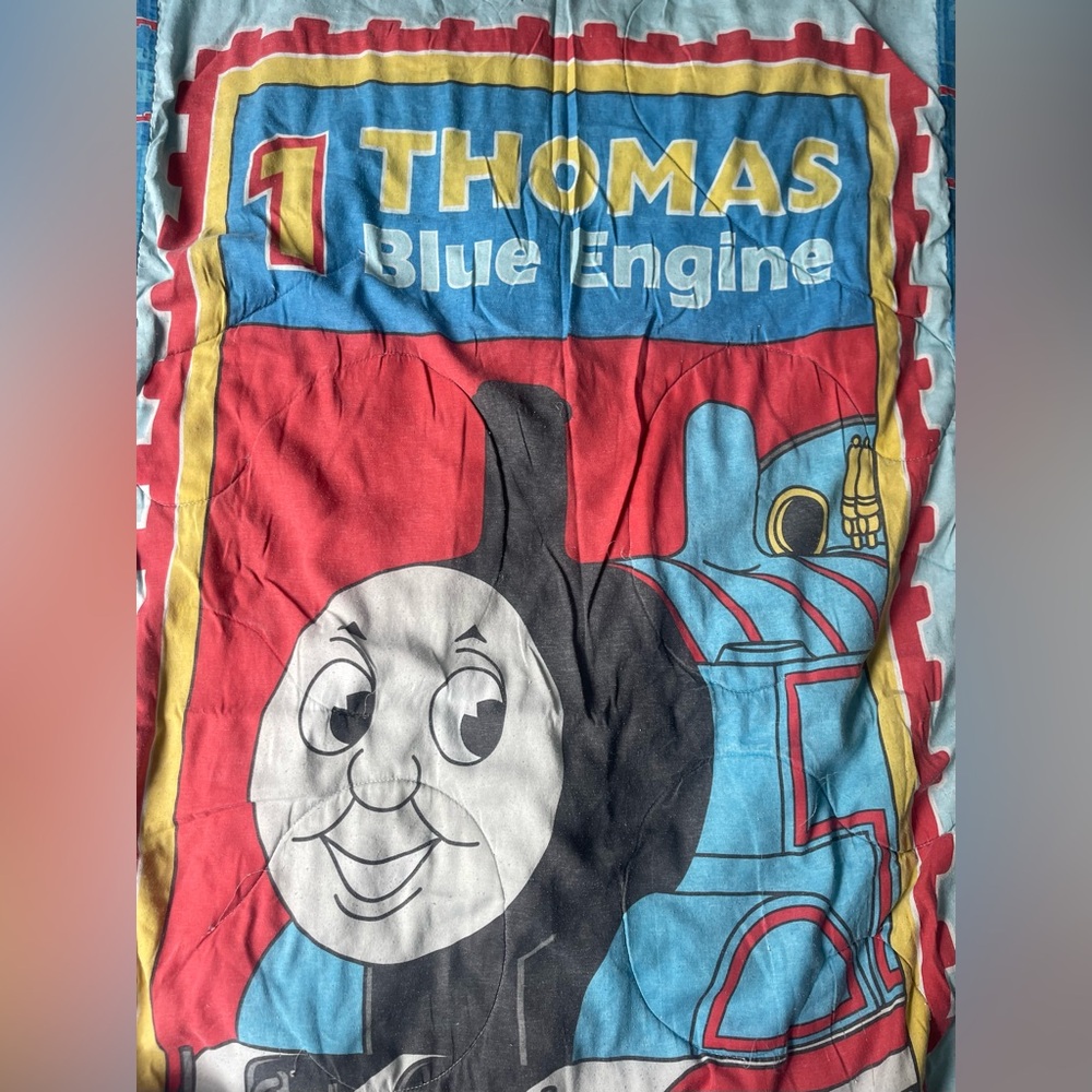 Vintage Thomas the Tank Engine Quilted Blanket and fitted sheet- play condition